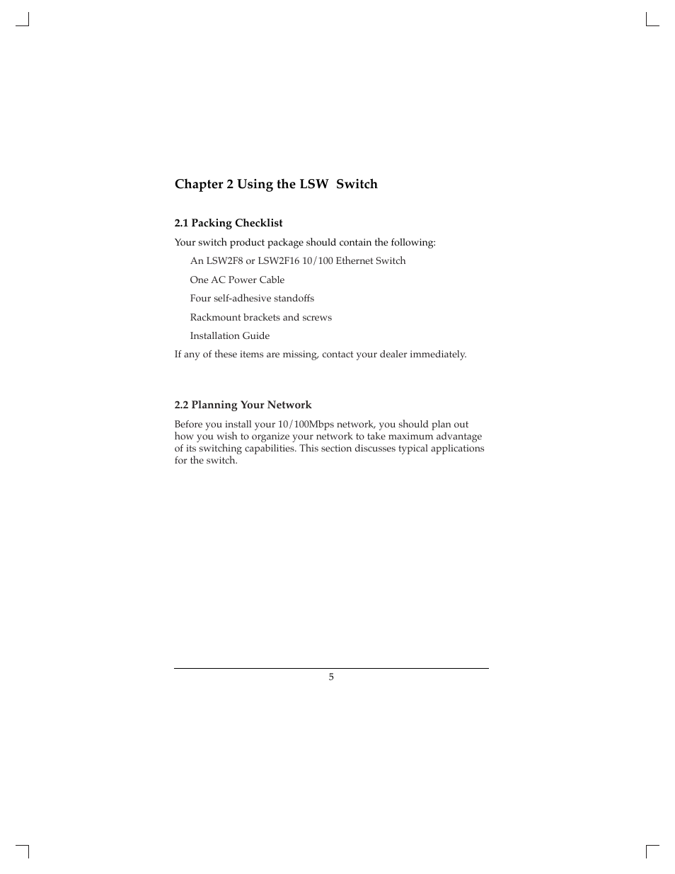 Chapter 2 using the lsw switch | Lantronix LSW2F8 User Manual | Page 6 / 18