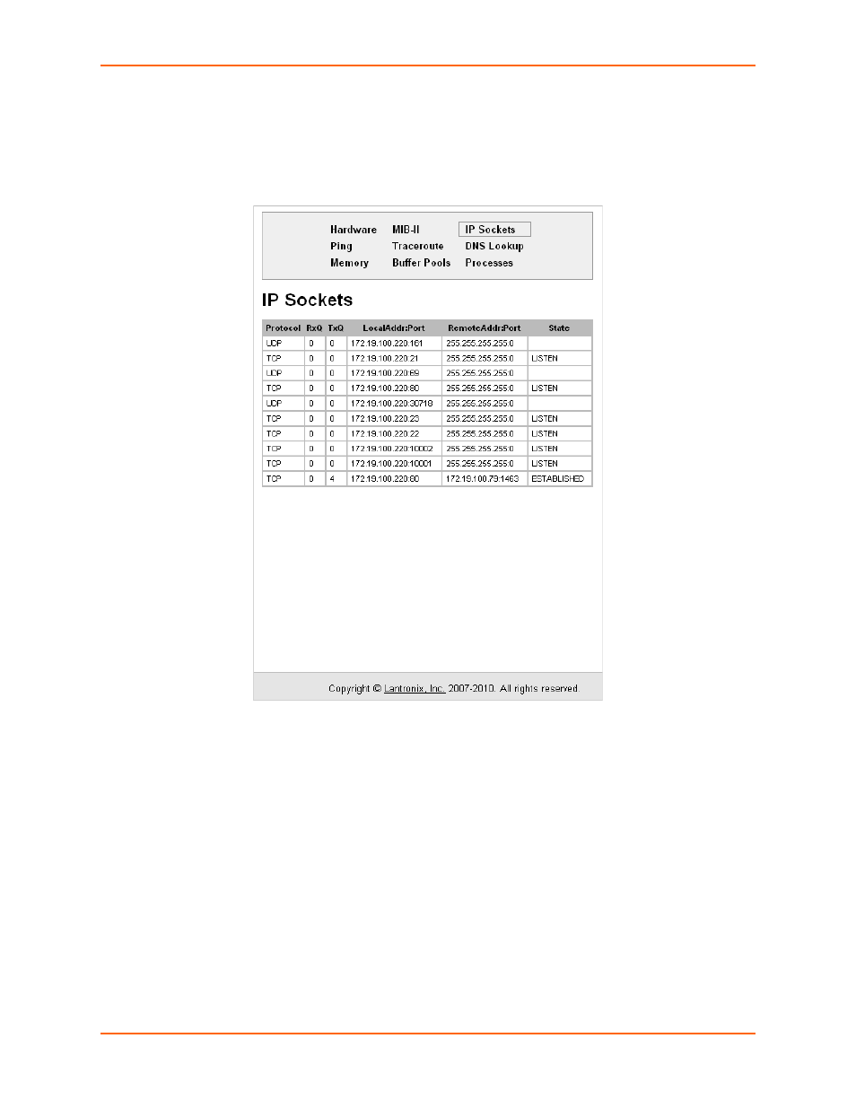 Ip sockets, Ping | Lantronix XPort AR User Manual | Page 107 / 142