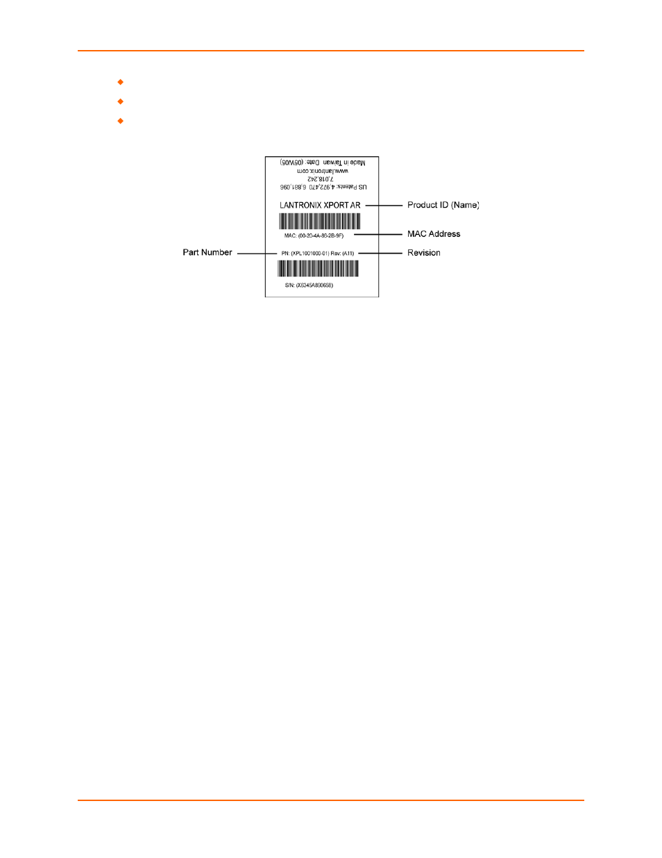 Figure 2-1 xport ar product information label | Lantronix XPort AR User Manual | Page 20 / 142