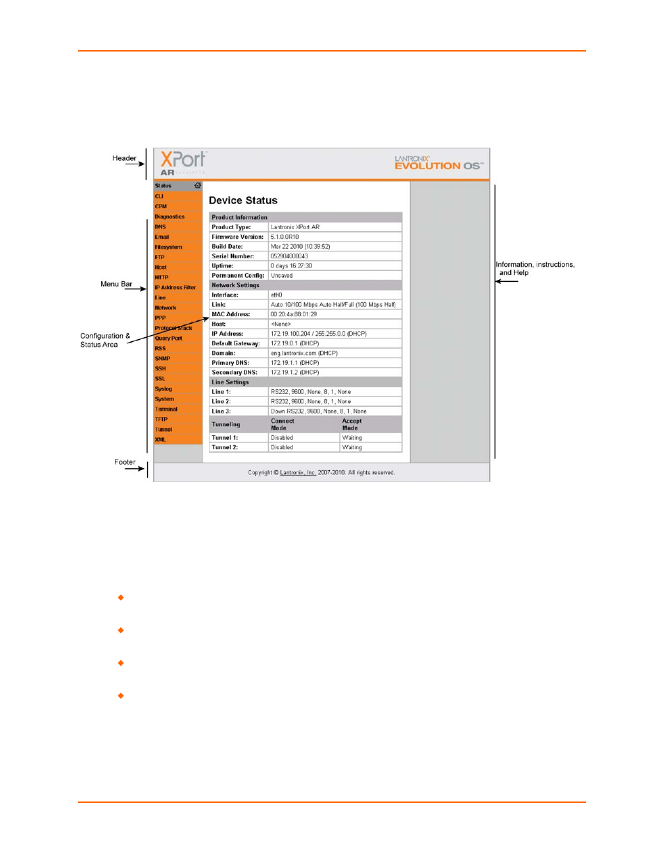 Web manager | Lantronix XPort AR User Manual | Page 25 / 142