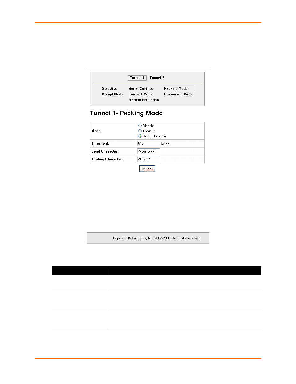 Packing mode using send character, Figure 6-8 tunnel 1 packing mode (send character) | Lantronix XPort AR User Manual | Page 42 / 142