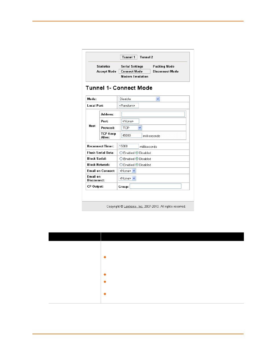 Table 6-7 tunnel 1 connect mode fields | Lantronix XPort AR User Manual | Page 47 / 142