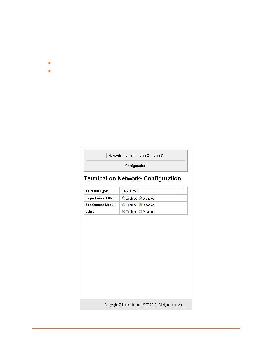 Terminal and host settings, Terminal settings, Network terminal configuration | Lantronix XPort AR User Manual | Page 55 / 142