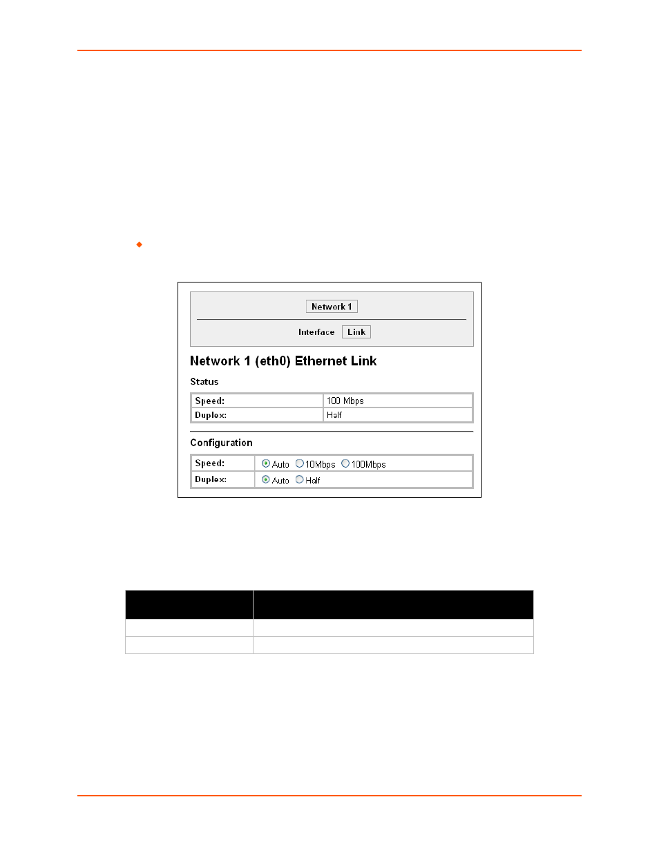 Network 1 ethernet link, To view and configure the ethernet link, Figure 5-4 network 1 ethernet link | Table 5-5 network 1 ethernet link | Lantronix XPORT PROTM 900-560 User Manual | Page 31 / 154