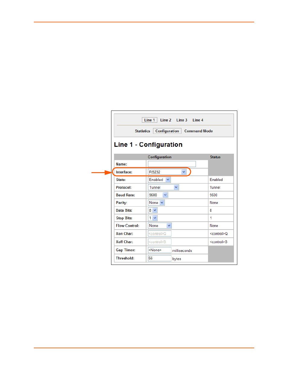 Line configuration, To configure a specific line, Figure 6-2 line 1 configuration | Lantronix XPORT PROTM 900-560 User Manual | Page 33 / 154