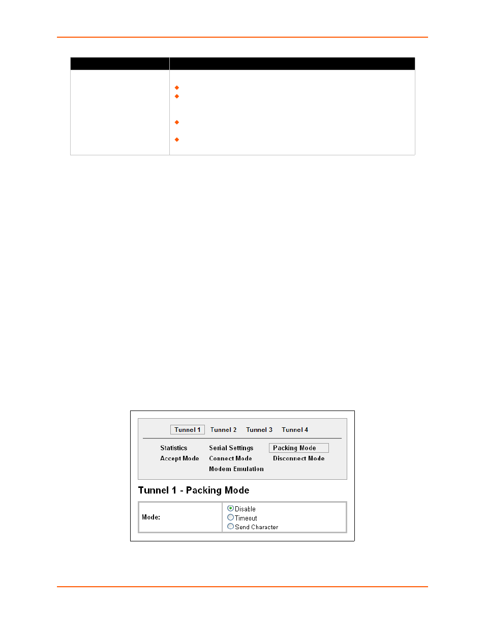Tunnel – packing mode, Figure 6-9 tunnel 1 packing mode (mode = disable) | Lantronix XPORT PROTM 900-560 User Manual | Page 40 / 154