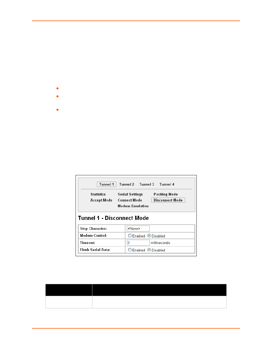 Tunnel – disconnect mode, Figure 6-18 tunnel 1 disconnect mode, Table 6-19 tunnel disconnect mode | Tunnel | Lantronix XPORT PROTM 900-560 User Manual | Page 51 / 154