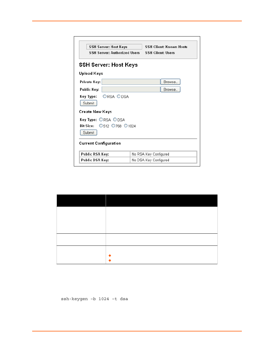 Figure 10-3 ssh server: host keys (upload keys) | Lantronix XPORT PROTM 900-560 User Manual | Page 85 / 154