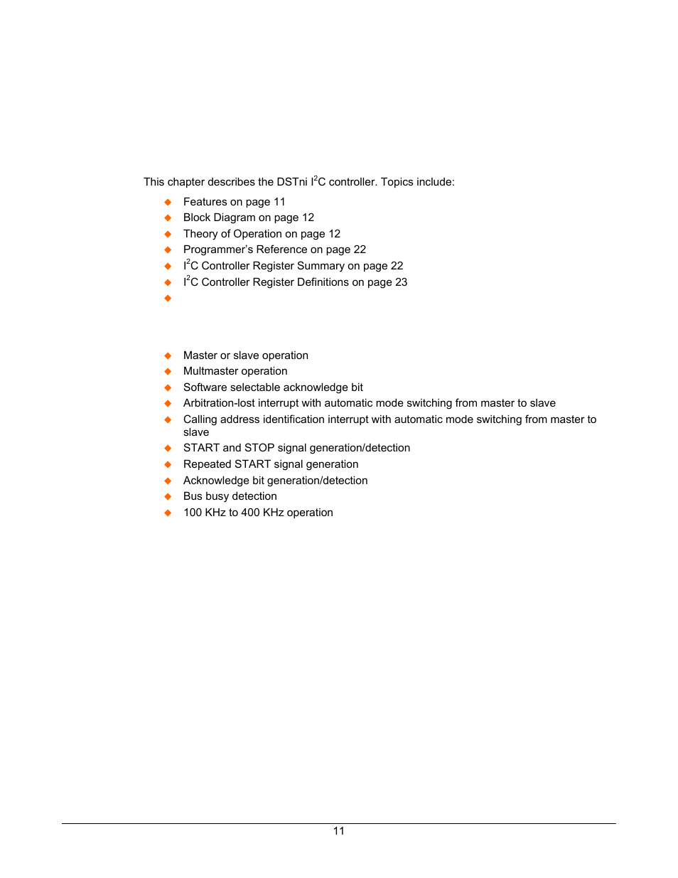 I2c controller, Features, C controller | : i i | Lantronix DSTni-EX User Manual | Page 19 / 95
