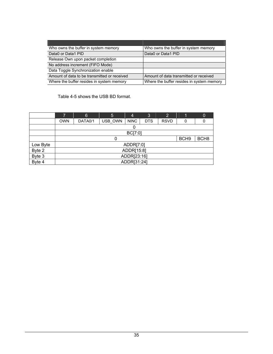 Table 4-5. usb buffer descriptor format | Lantronix DSTni-EX User Manual | Page 43 / 95
