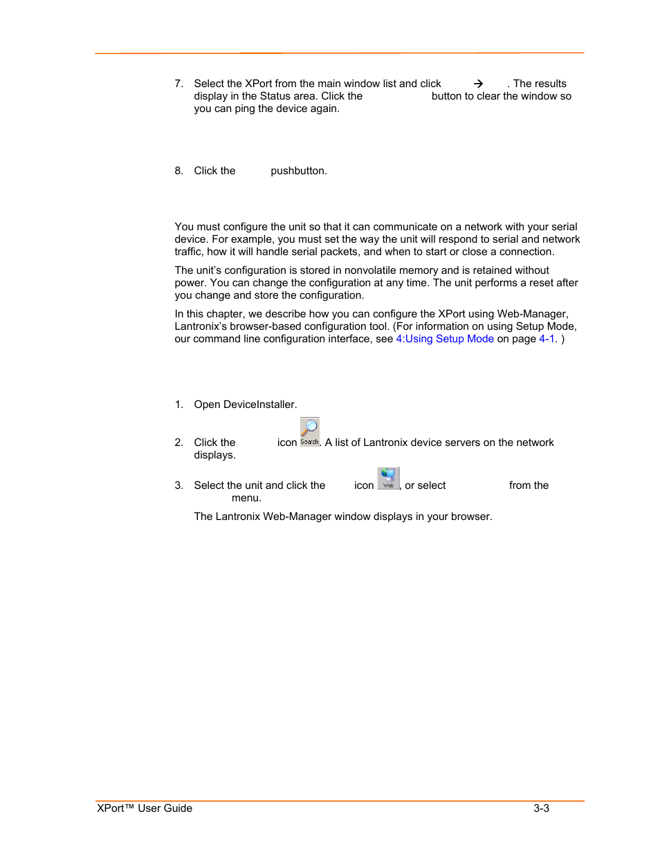 Using web-manager to configure the unit, Using web-manager to configure the unit -3 | Lantronix XPort User Manual | Page 17 / 87