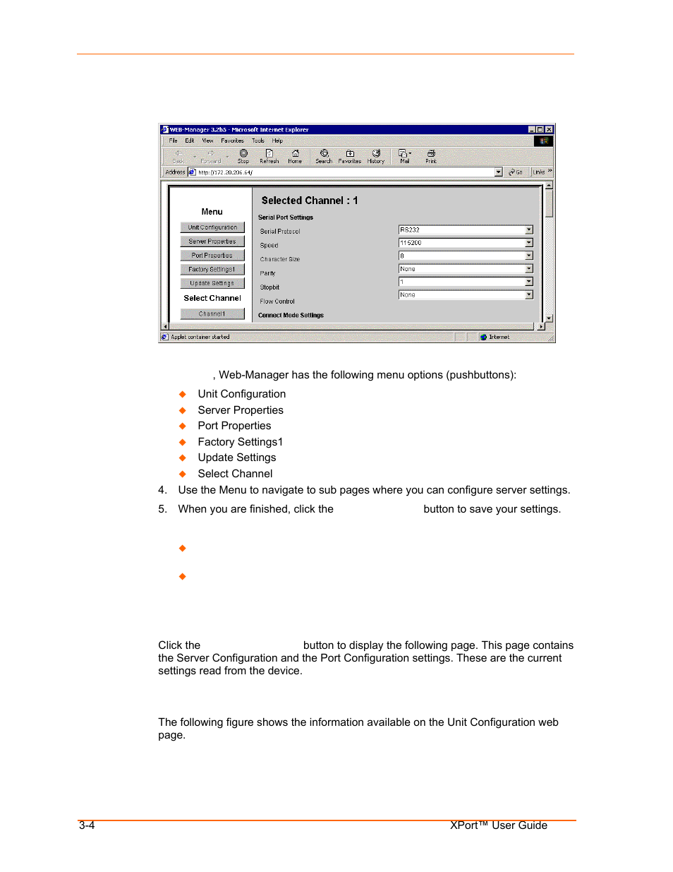 Unit configuration settings, Unit configuration settings -4 | Lantronix XPort User Manual | Page 18 / 87