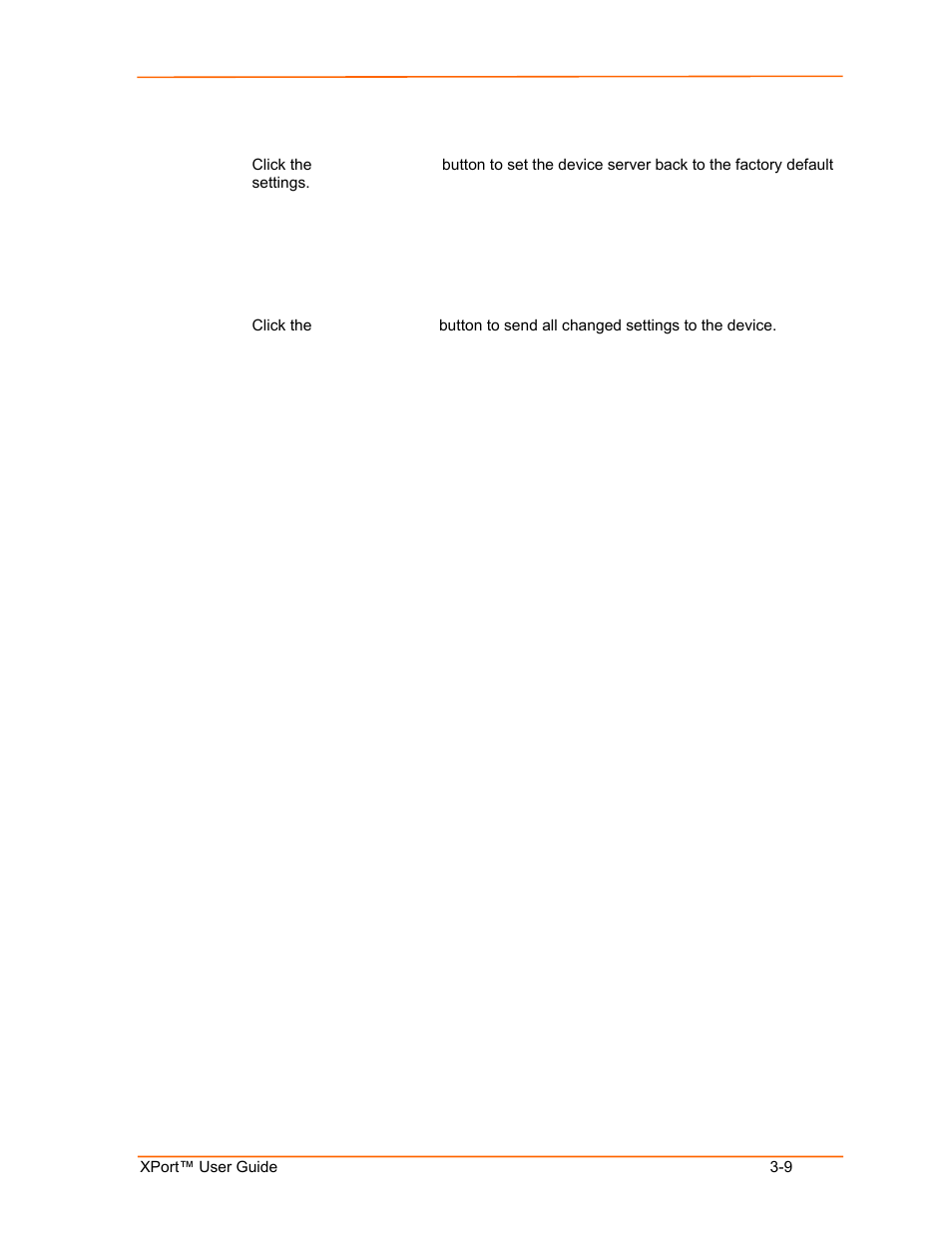 Factory settings, Update settings, Factory settings -9 | Update settings -9 | Lantronix XPort User Manual | Page 23 / 87
