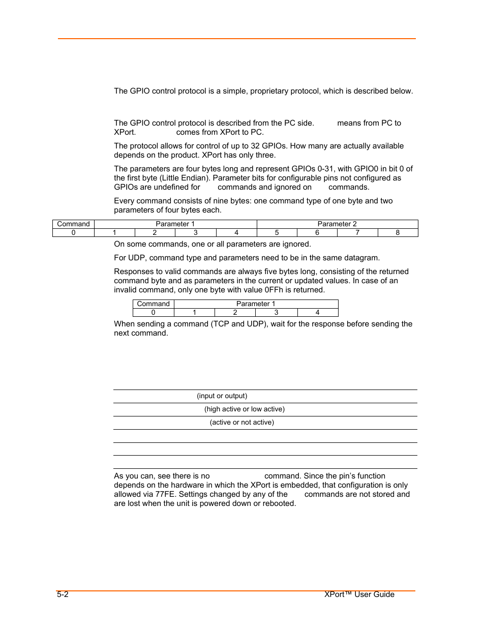 Control protocol, Guidelines, Commands | Control protocol -2, Guidelines -2, Commands -2 | Lantronix XPort User Manual | Page 50 / 87