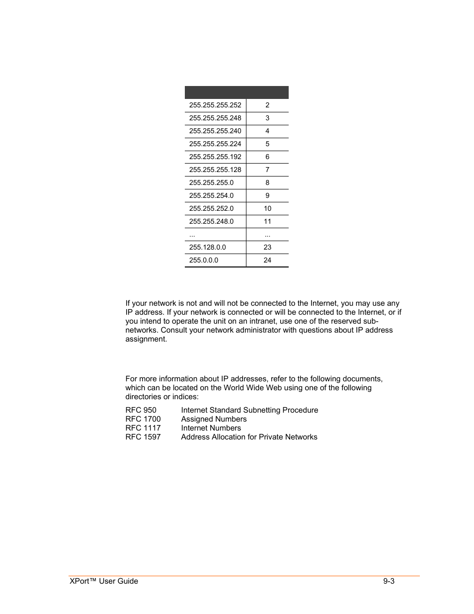 Private ip networks and the internet, Network rfcs, Private ip networks and the internet -3 | Network rfcs -3 | Lantronix XPort User Manual | Page 65 / 87