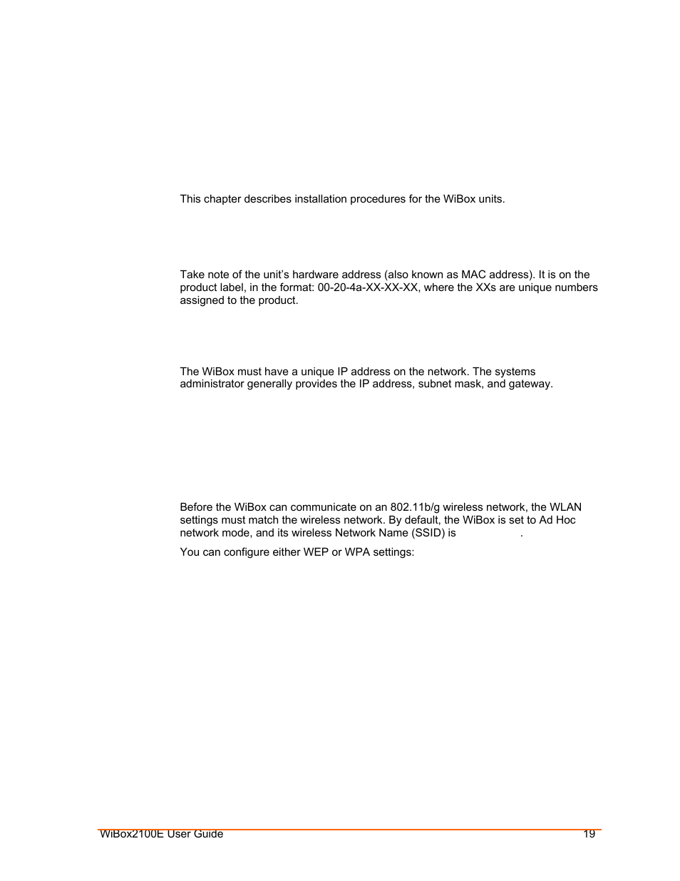 Quick start, Required information, Hardware address | Ip address, Wlan settings | Lantronix Ethernet User Manual | Page 19 / 92