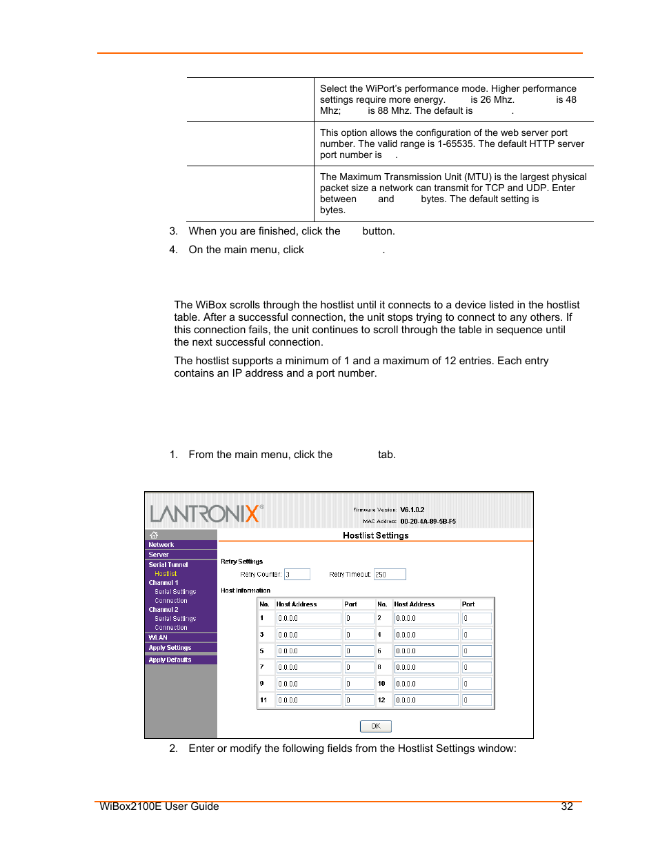 Hostlist configuration, Figure 4-4. hostlist settings | Lantronix Ethernet User Manual | Page 32 / 92