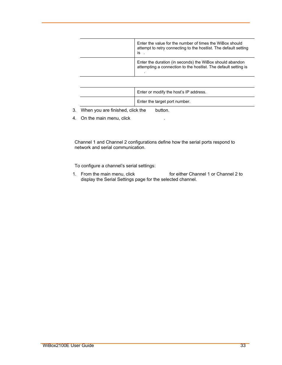 Channel 1 and channel 2 configuration, Serial settings | Lantronix Ethernet User Manual | Page 33 / 92