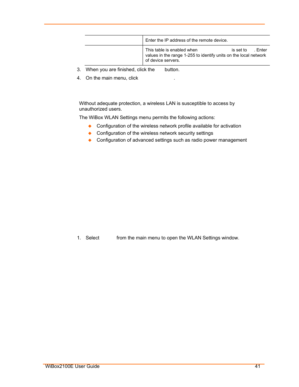 Wlan configuration | Lantronix Ethernet User Manual | Page 41 / 92