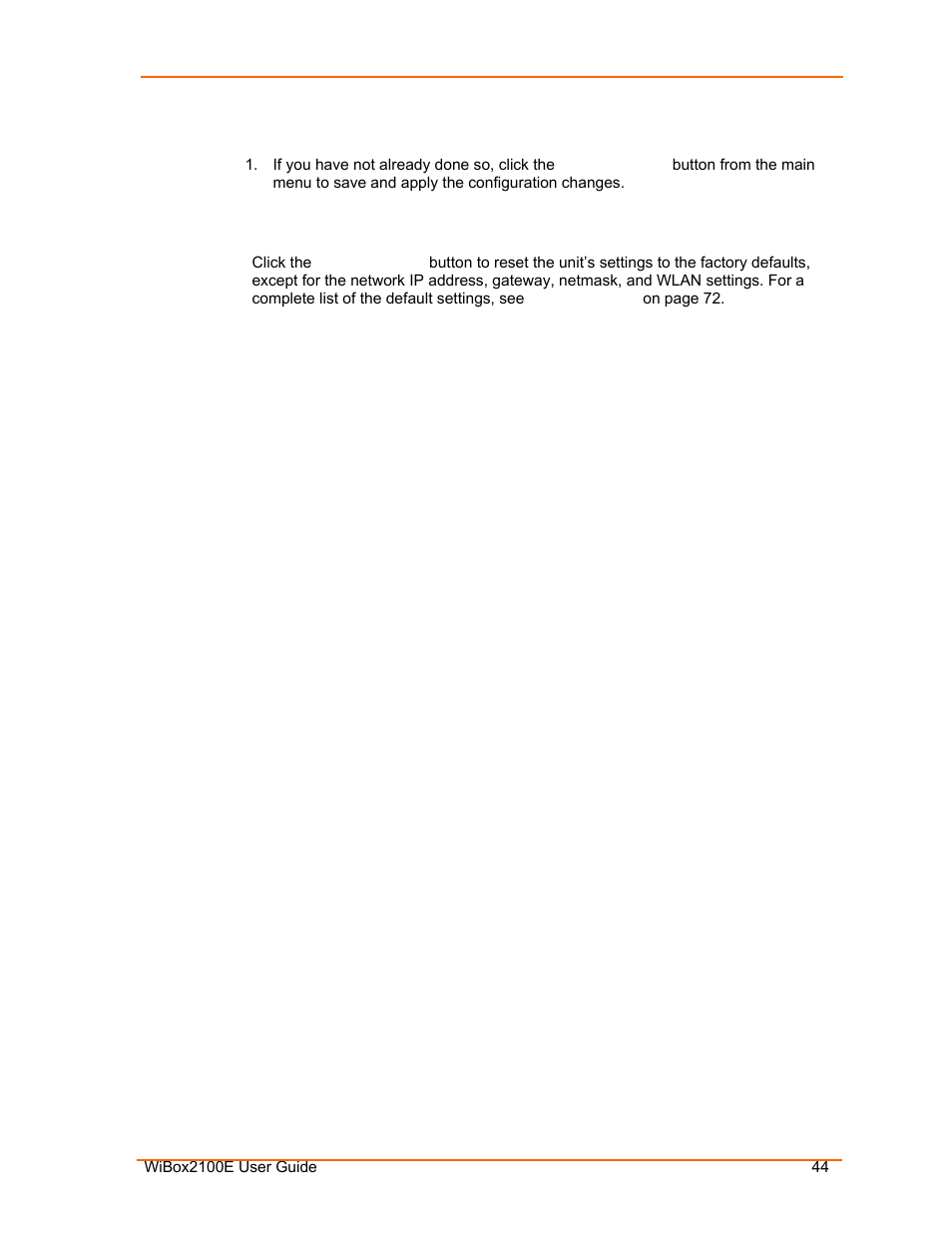 Updating settings, Applying defaults | Lantronix Ethernet User Manual | Page 44 / 92