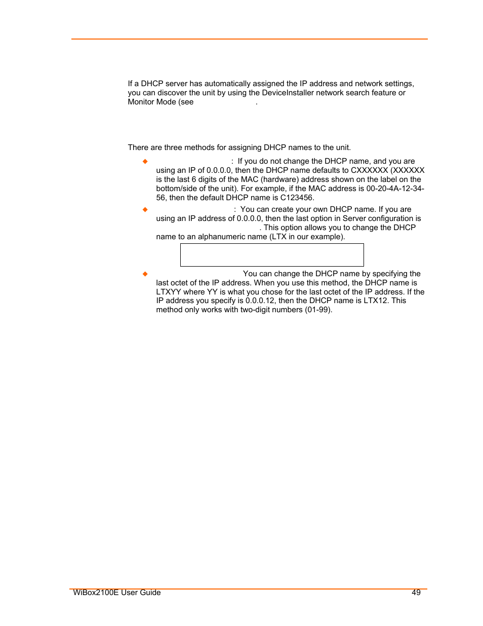 Dhcp name | Lantronix Ethernet User Manual | Page 49 / 92