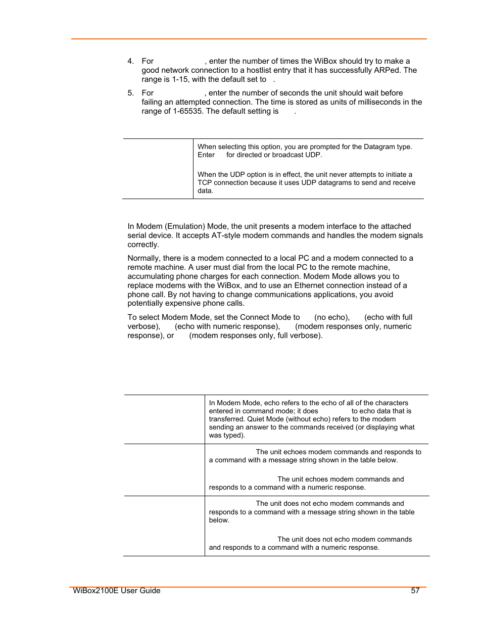 D) datagram type, E) modem mode | Lantronix Ethernet User Manual | Page 57 / 92