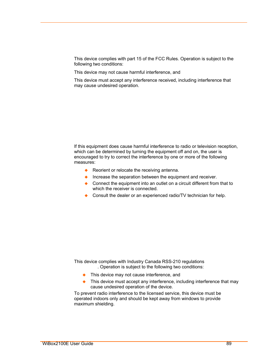 Regulatory information, Usa federal communications commission (fcc) notice, Canada – industry canada notice | Lantronix Ethernet User Manual | Page 89 / 92