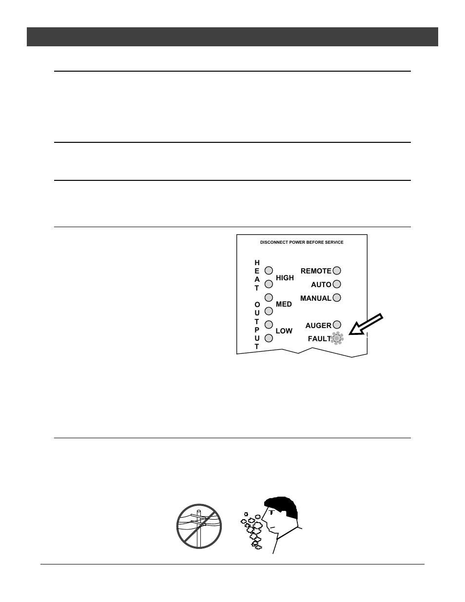 Operation, Start-up sequence, Manual auger" button | Auger on" light, Fault" light, Power outages | Lopi Yankee Bay Pellet Insert User Manual | Page 22 / 40