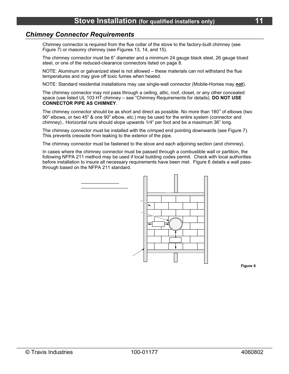 Stove installation, Chimney connector requirements, For qualified installers only) | Lopi Stove User Manual | Page 11 / 40