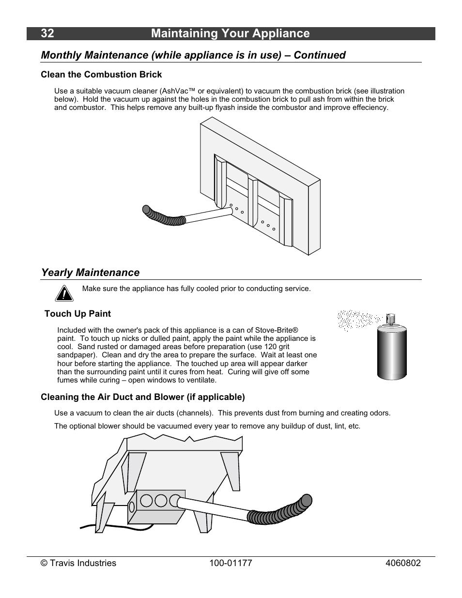 32 maintaining your appliance, Yearly maintenance | Lopi Stove User Manual | Page 32 / 40