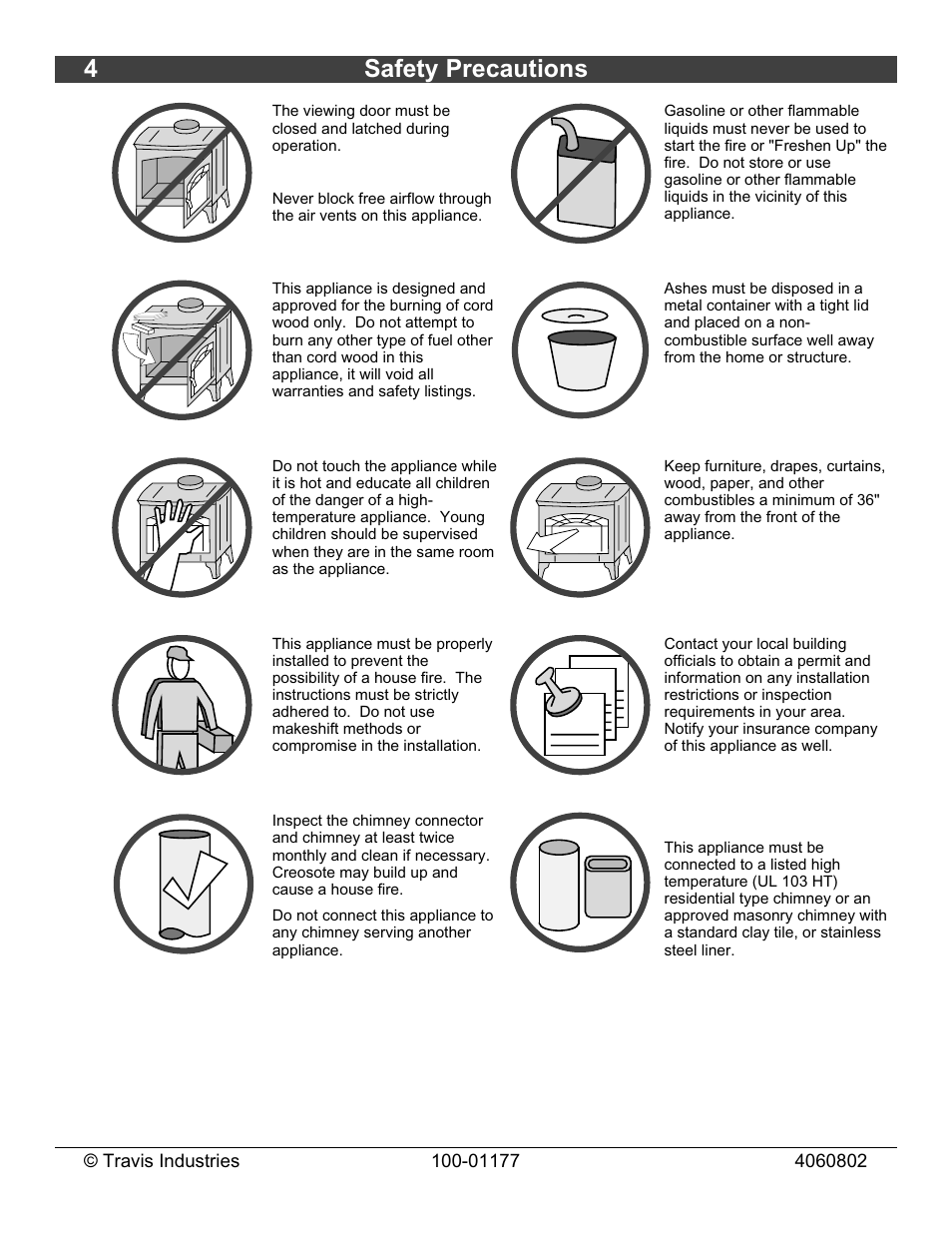 4safety precautions | Lopi Stove User Manual | Page 4 / 40