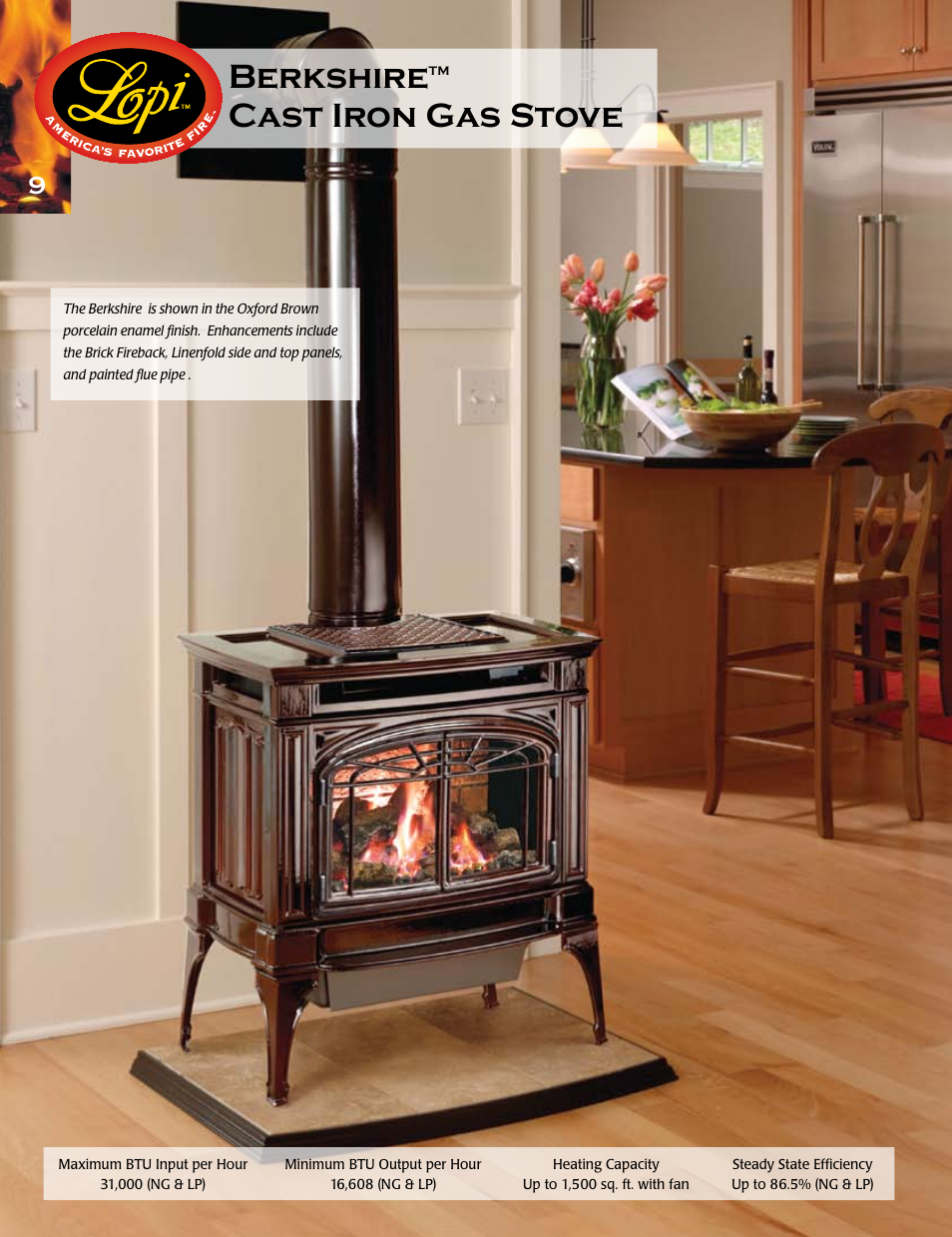Berkshire, Cast iron gas stove | Lopi Gas Stove And Fireplace User Manual | Page 10 / 28