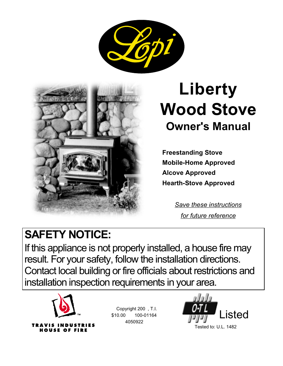 Lopi Liberty Wood Stove User Manual | 38 pages