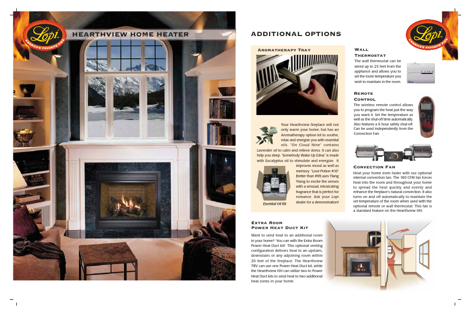 Hearthview home heater, Additional options | Lopi Heartview Gas Fireplace User Manual | Page 4 / 16