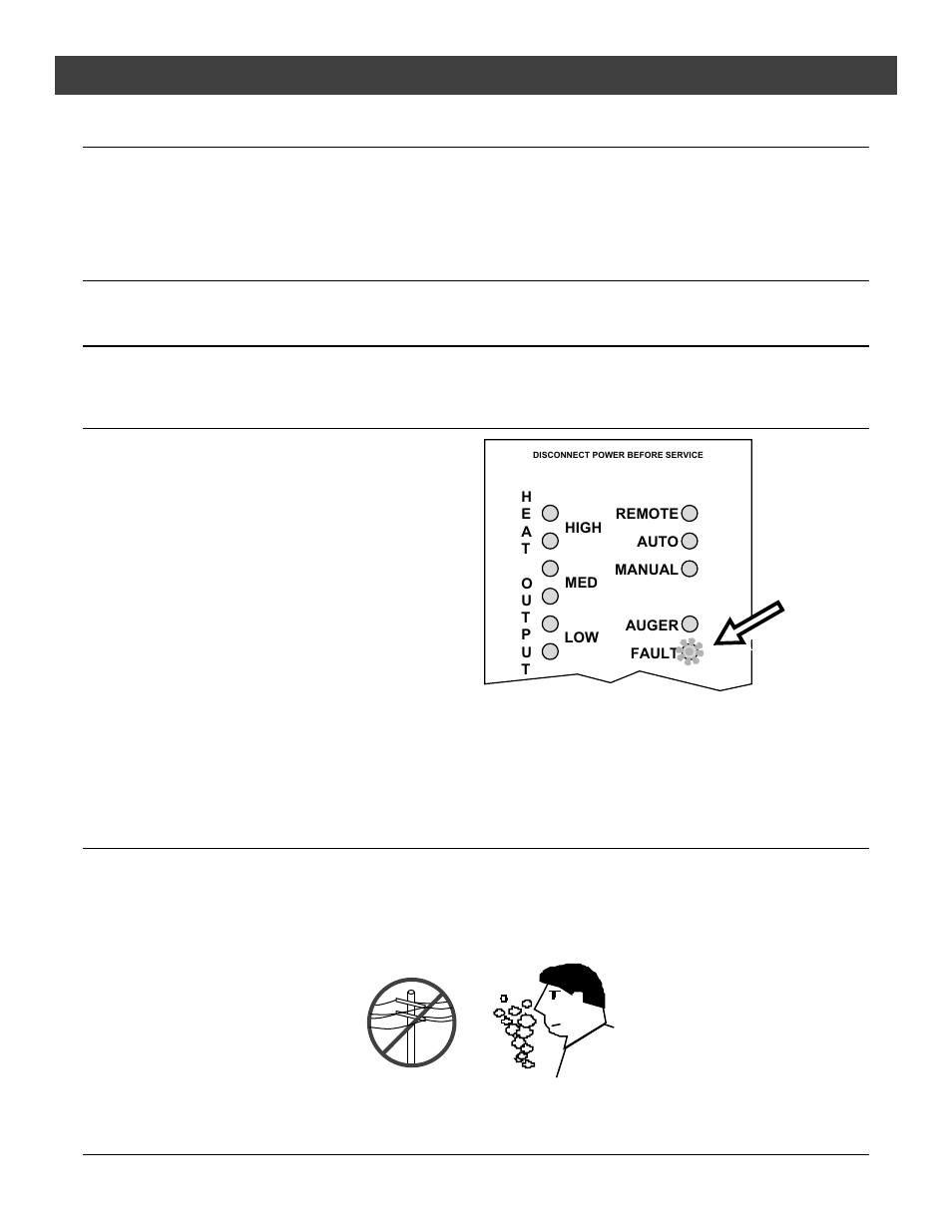 Operation, Start-up sequence, Manual auger" button | Auger on" light, Fault" light, Power outages | Lopi Leyden Pellet Stove User Manual | Page 25 / 42
