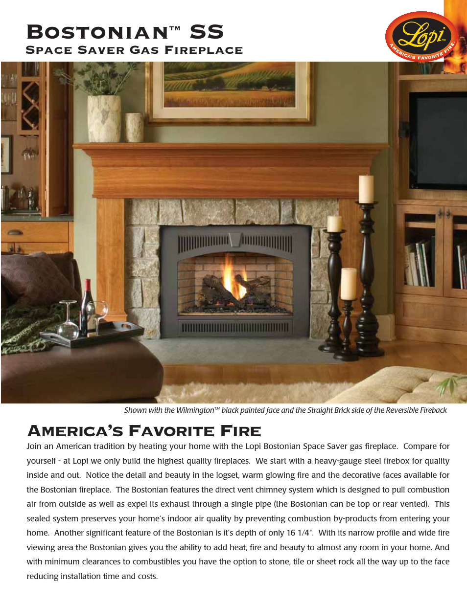 Lopi Space Saver Gas Fireplace Bostonian SS User Manual | 4 pages