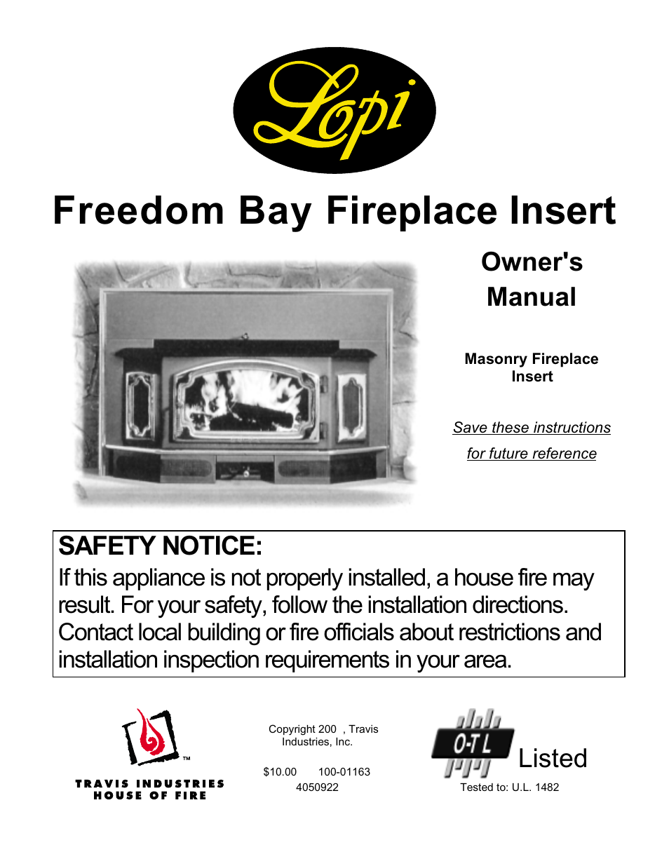 Lopi Freedom Bay Fireplace Insert User Manual | 32 pages