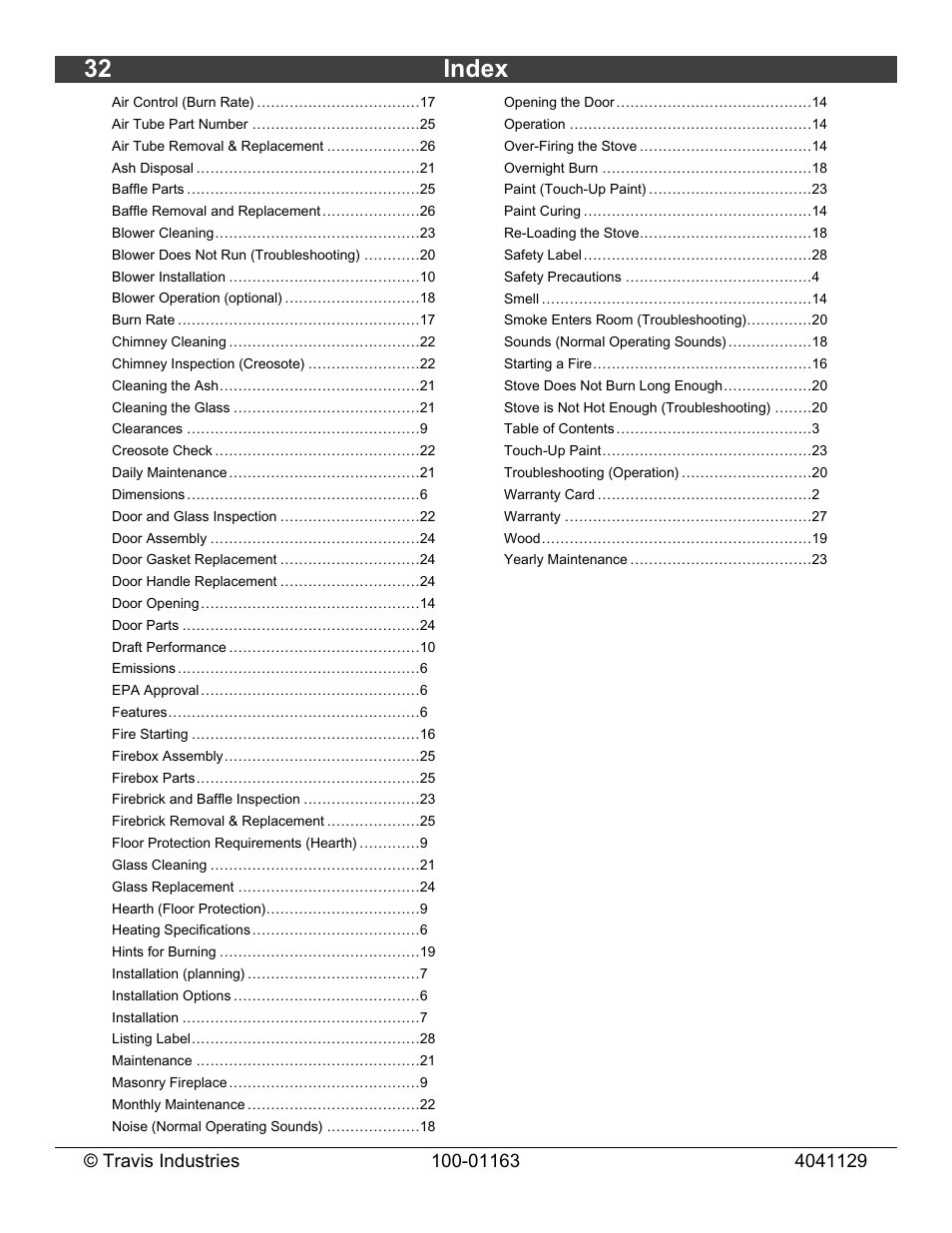 32 index | Lopi Freedom Bay Fireplace Insert User Manual | Page 32 / 32
