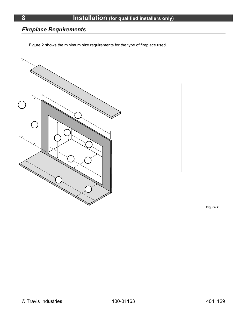 Minimum fireplace size, 8installation | Lopi Freedom Bay Fireplace Insert User Manual | Page 8 / 32