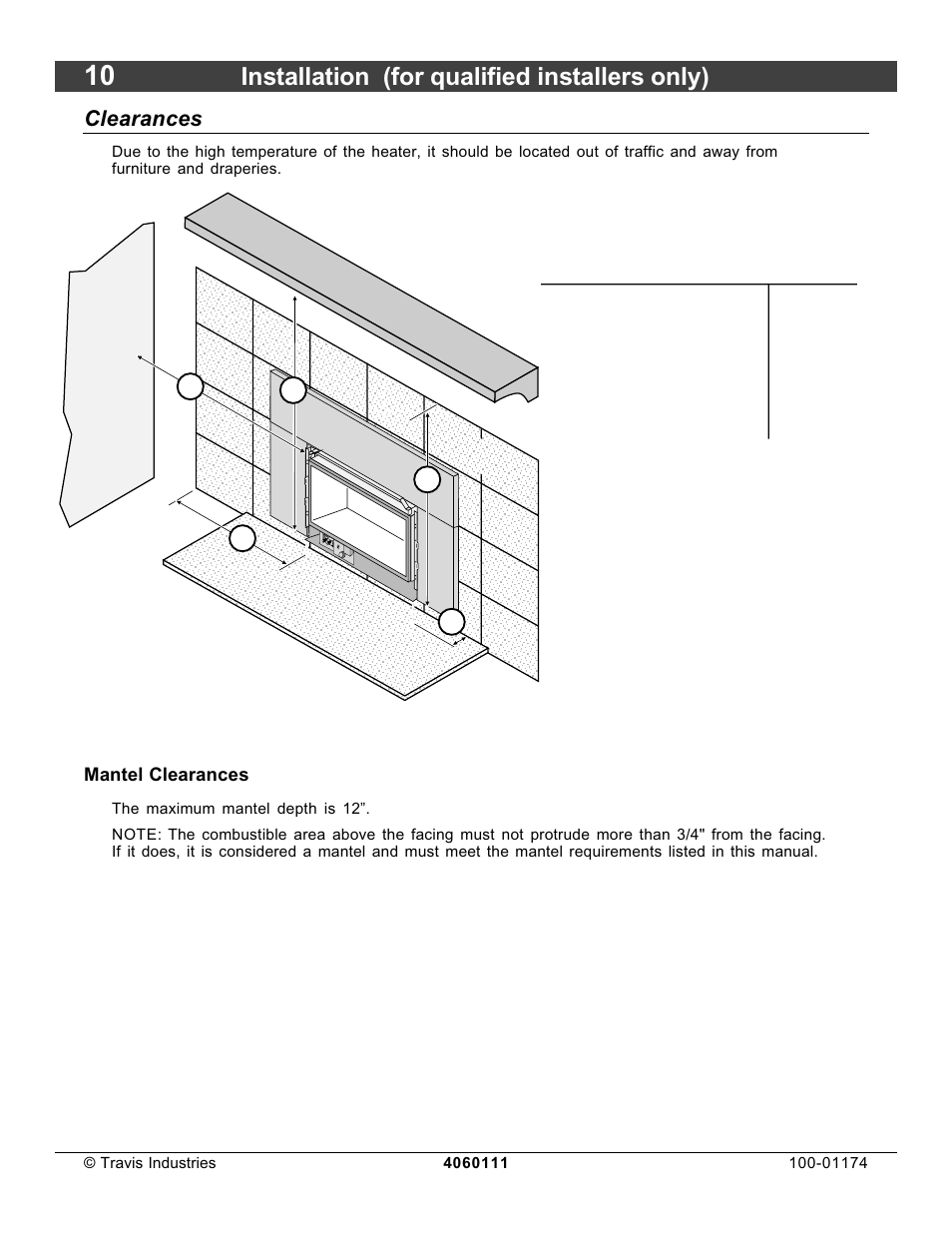 Minimum clearances, Installation (for qualified installers only), Lk x n m | Clearances | Lopi DVL Insert EF II User Manual | Page 10 / 44