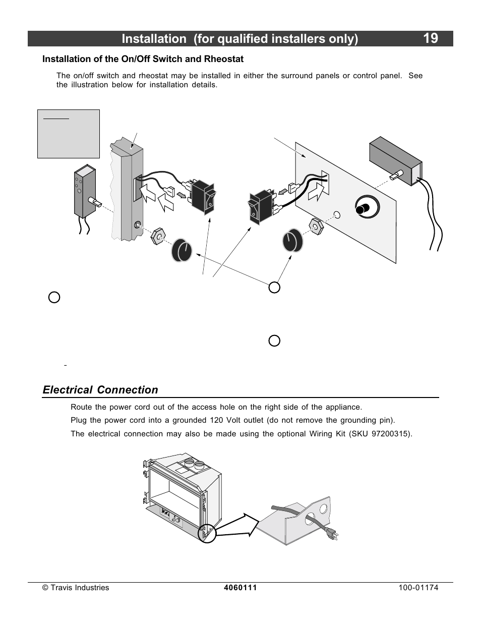 Installation (for qualified installers only), Electrical connection | Lopi DVL Insert EF II User Manual | Page 19 / 44