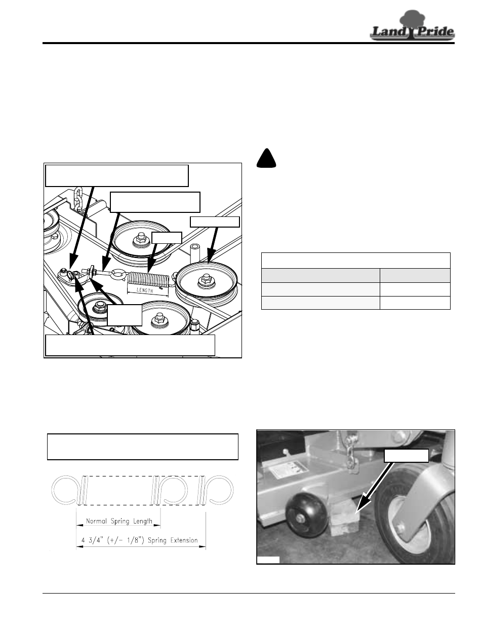 Deck drive belt adjustment, Engine rpm setting, Deck leveling & height adjustment | Deck level adjustments, Warning, Table of contents deck drive belt adjustment | Land Pride Accu-Z Razor 357-187M User Manual | Page 25 / 54