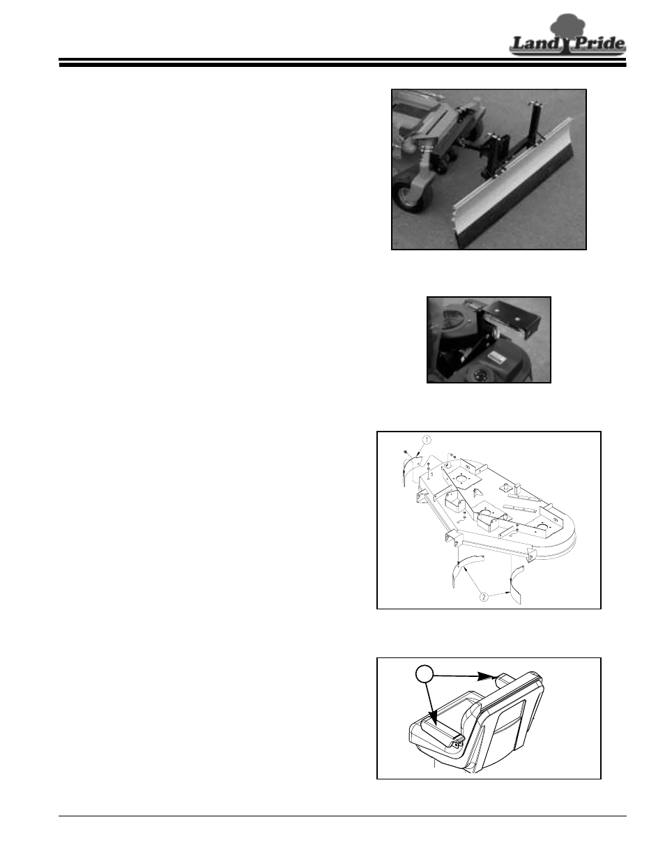 Section 4: options & accessories, Snow plow, Light kit | Mulching kit, Armrest for standard seat, Section 4: options & accessories, Table of contents snow plow | Land Pride Accu-Z Razor 357-187M User Manual | Page 29 / 54