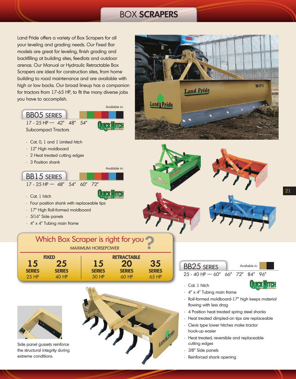 Land Pride Quick Hitch BB25 Series User Manual | 1 page