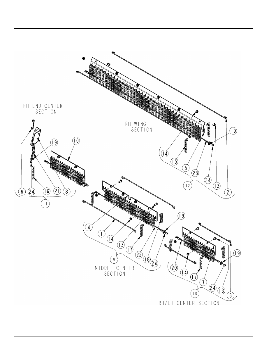 Guards chain double row w/ cable front, Table of contents part number index | Land Pride RCM5510 User Manual | Page 48 / 192