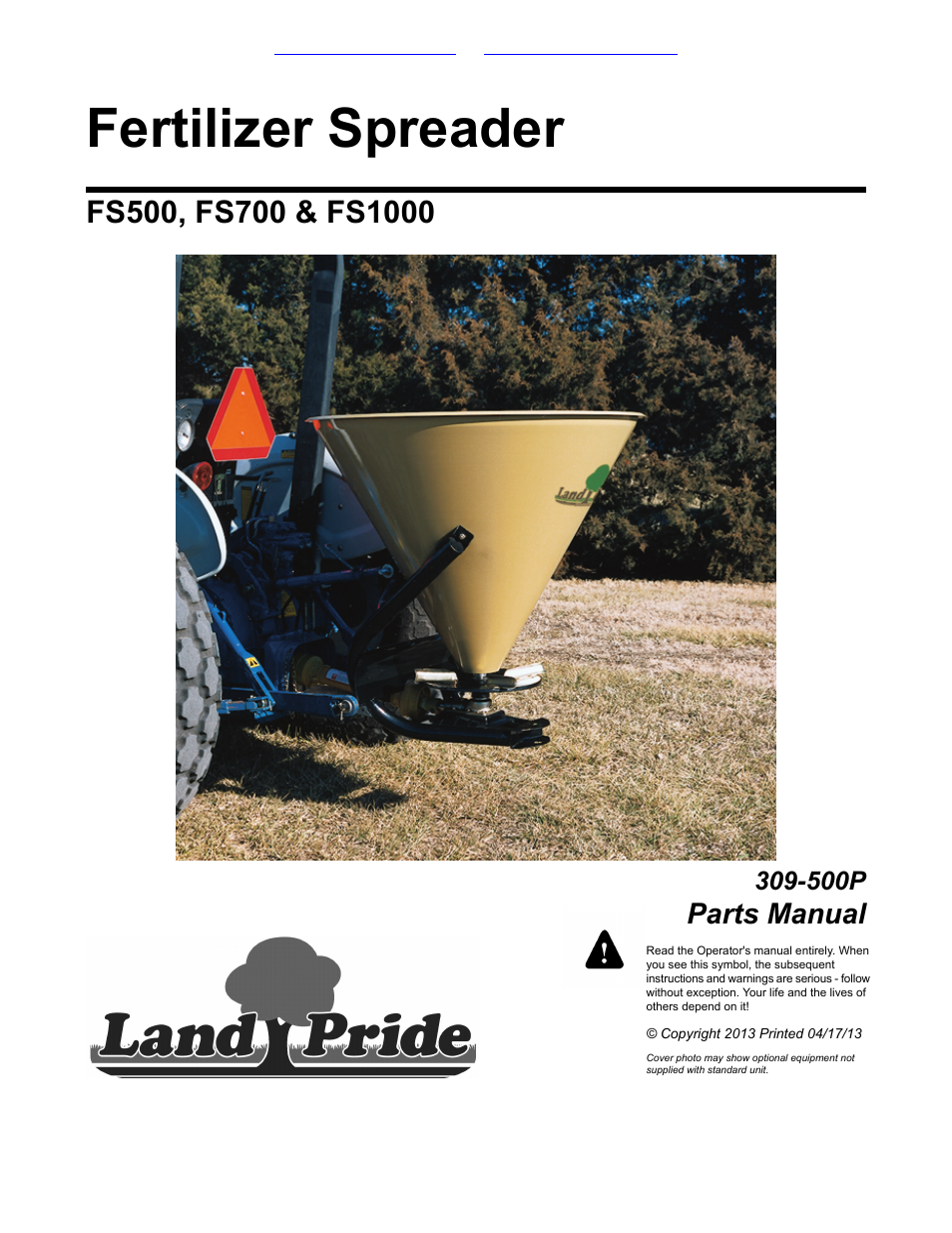 Land Pride FS700 User Manual | 24 pages