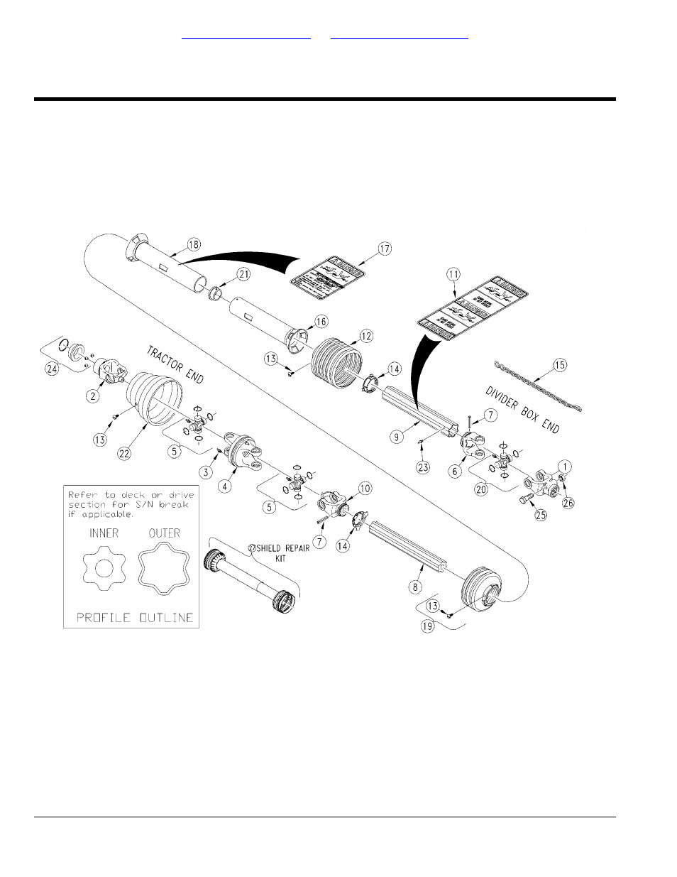 To 336516 & 388671 to 468557), Driveline cv 540 rpm (826-117c) walterscheid (s/n, 214515 to 336516 & 388671 to 468557) | Table of contents part number index | Land Pride RCM5010 User Manual | Page 76 / 308