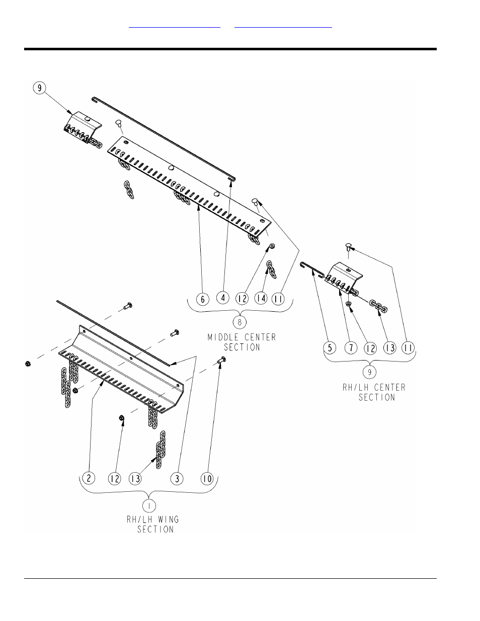 Guards chain single row rear, Table of contents part number index | Land Pride RCM6515 User Manual | Page 74 / 238