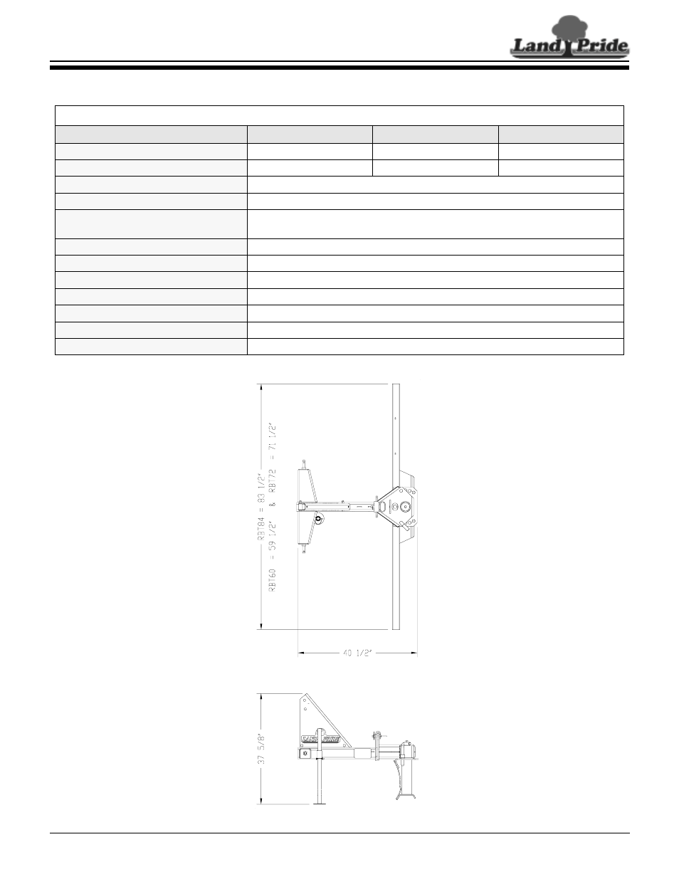 Land Pride Rear Blades RBT1560 User Manual | 1 page