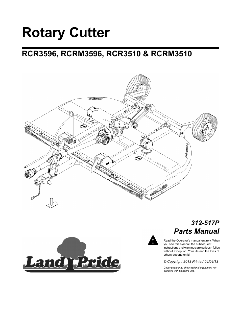 Land Pride RCRM3510 User Manual | 116 pages